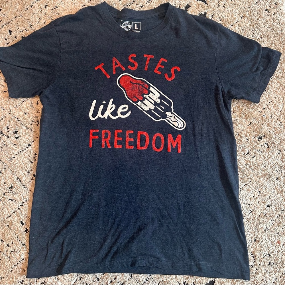 Crazy Dog T-Shirts Blue and Red Freedom Graphic Tee